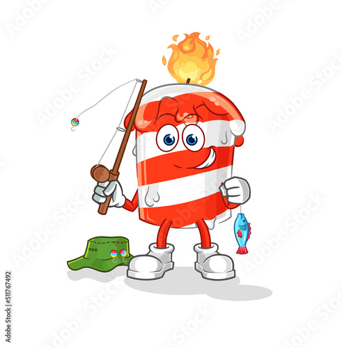 birthday candle fisherman illustration. character vector