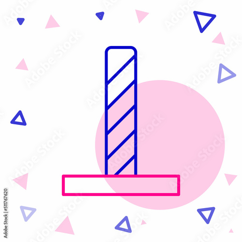 Line Cat scratching post with toy icon isolated on white background. Colorful outline concept. Vector