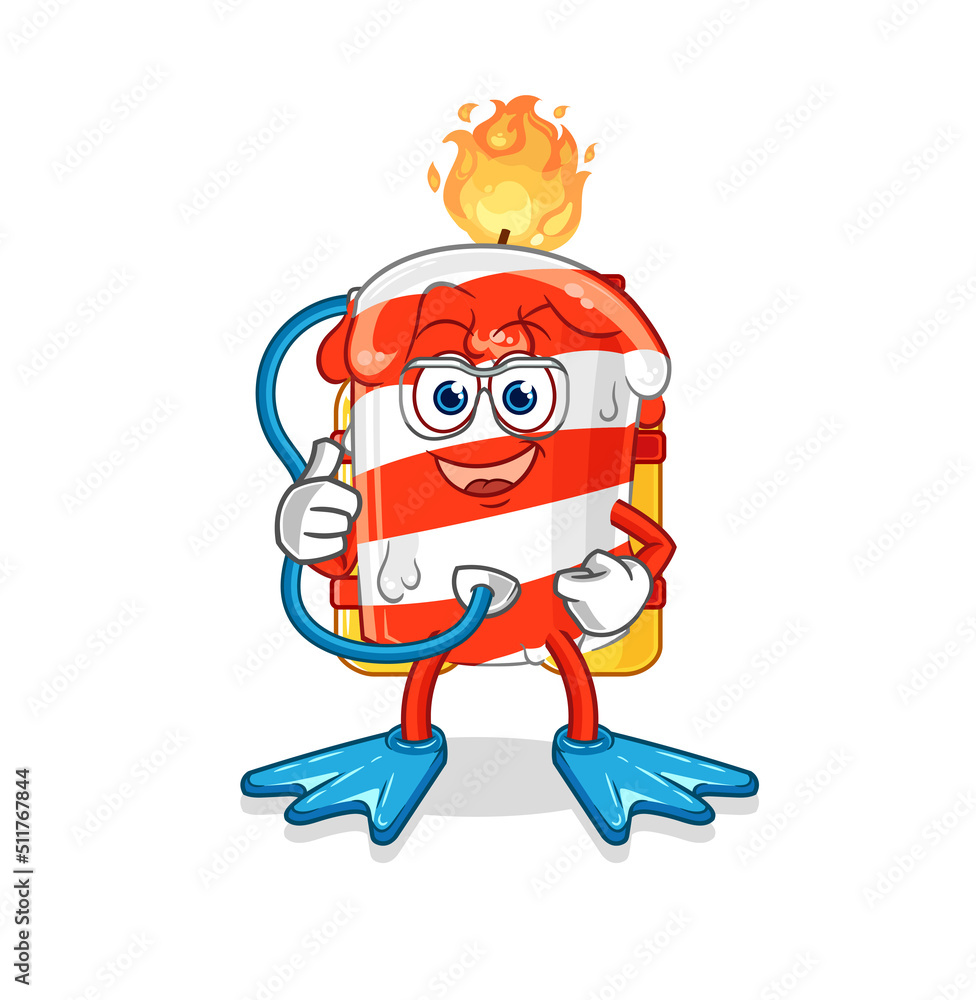birthday candle diver cartoon. cartoon mascot vector