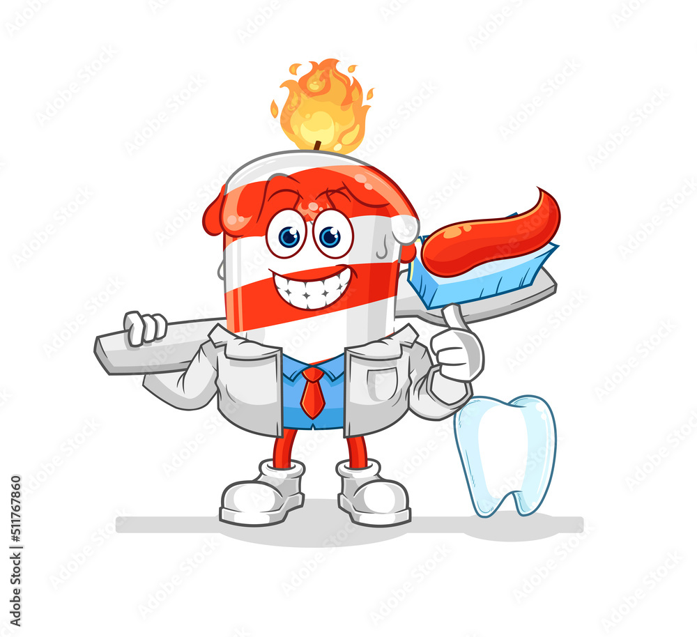 birthday candle dentist illustration. character vector