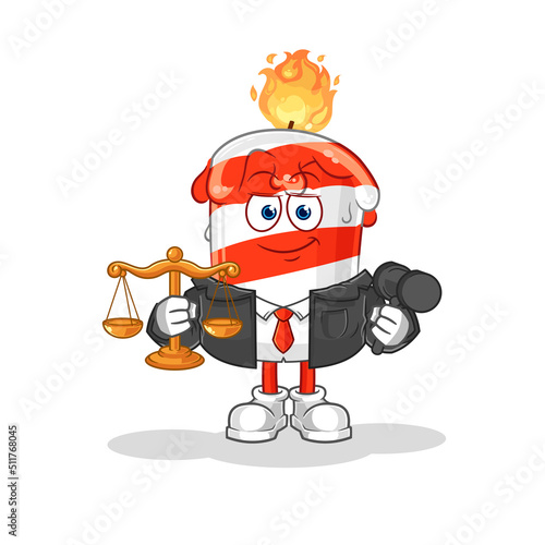 birthday candle lawyer cartoon. cartoon mascot vector