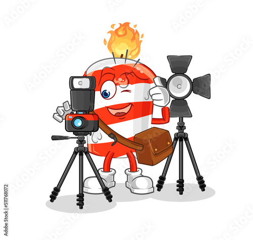 birthday candle photographer character. cartoon mascot vector