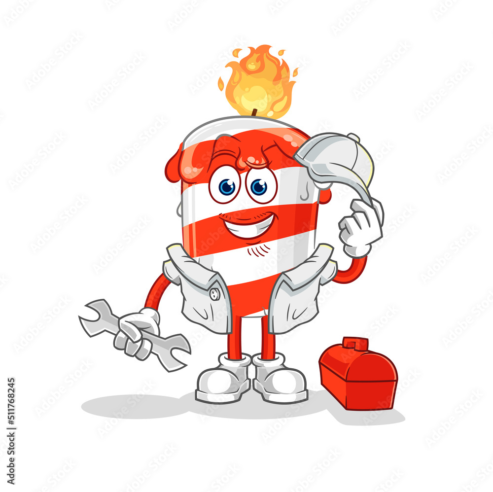 birthday candle mechanic cartoon. cartoon mascot vector birthday candle mechanic cartoon. cartoon mascot vector