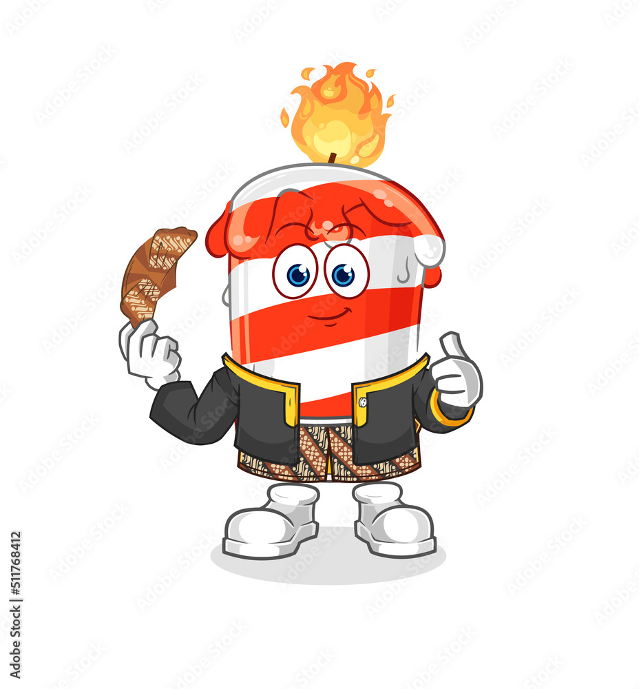 Obraz premium birthday candle Javanese character. cartoon mascot vector