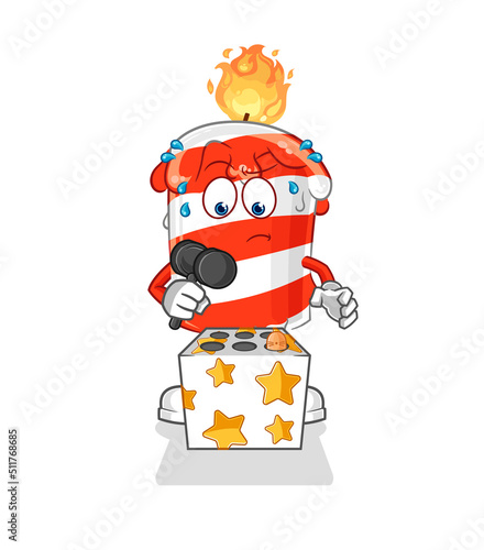 birthday candle play whack a mole mascot. cartoon vector