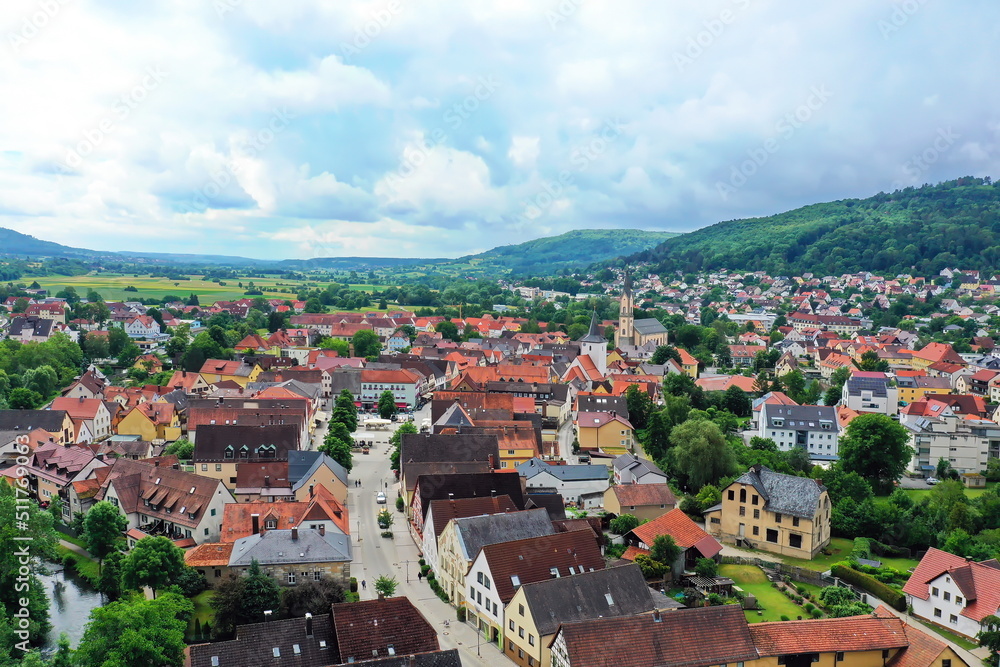 Luftbild von Ebermannstadt mit Sehenswürdigkeiten von der Stadt