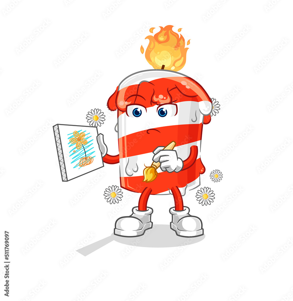 Obraz premium birthday candle traditional painter cartoon character vector