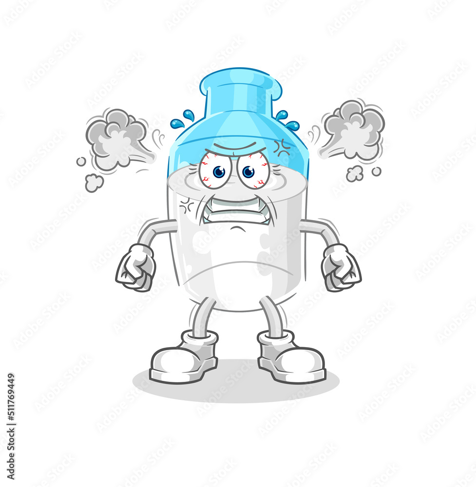 bottle of milk very angry mascot. cartoon vector