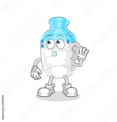 bottle of milk eavesdropping vector. cartoon character