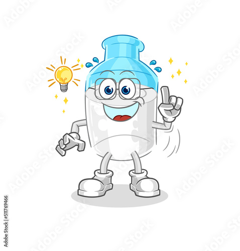 bottle of milk got an idea cartoon. mascot vector