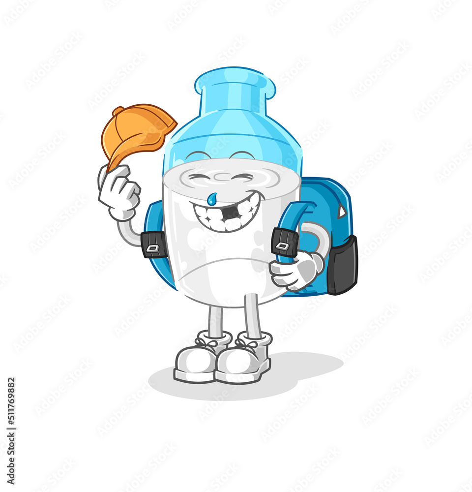 bottle of milk goes to school vector. cartoon character bottle of milk goes to school vector. cartoon character