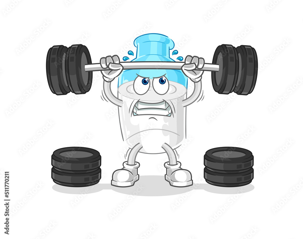 bottle of milk lifting the barbell character. cartoon mascot vector bottle of milk lifting the barbell character. cartoon mascot vector