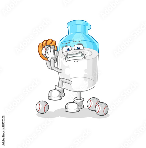 bottle of milk baseball pitcher cartoon. cartoon mascot vector