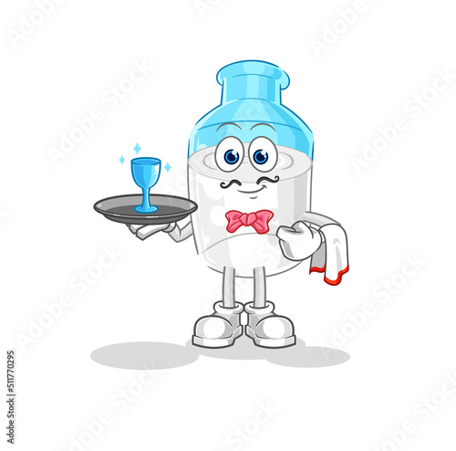 bottle of milk waiter cartoon. cartoon mascot vector