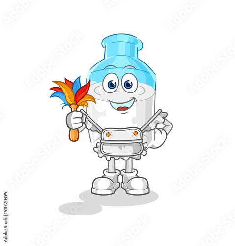 bottle of milk maid mascot. cartoon vector