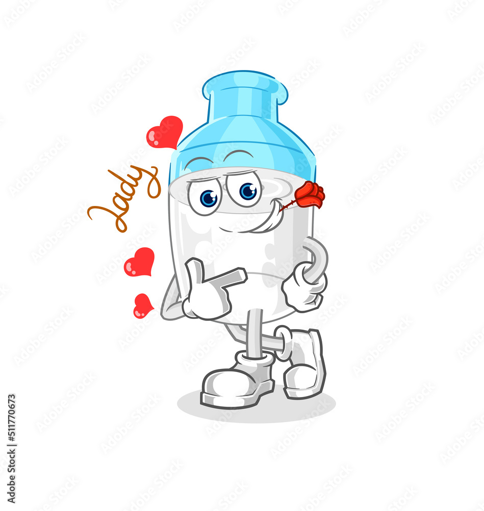bottle of milk flirting illustration. character vector