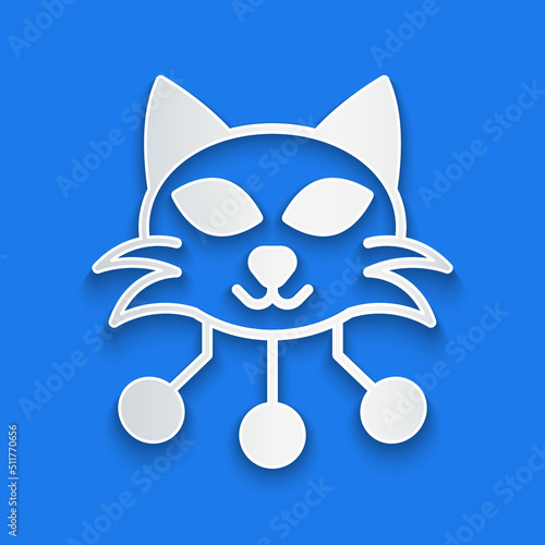 Paper cut NFT Digital crypto art icon isolated on blue background. Non fungible token. Paper art style. Vector