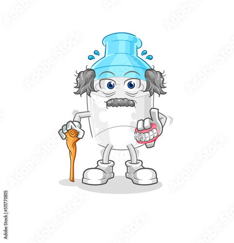 bottle of milk white haired old man. character vector