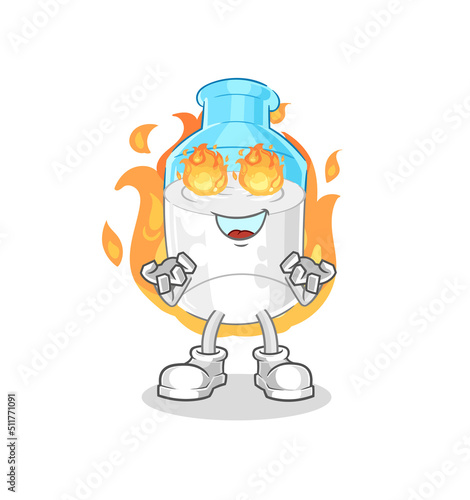 bottle of milk on fire mascot. cartoon vector