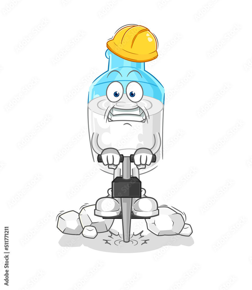 bottle of milk drill the ground cartoon character vector