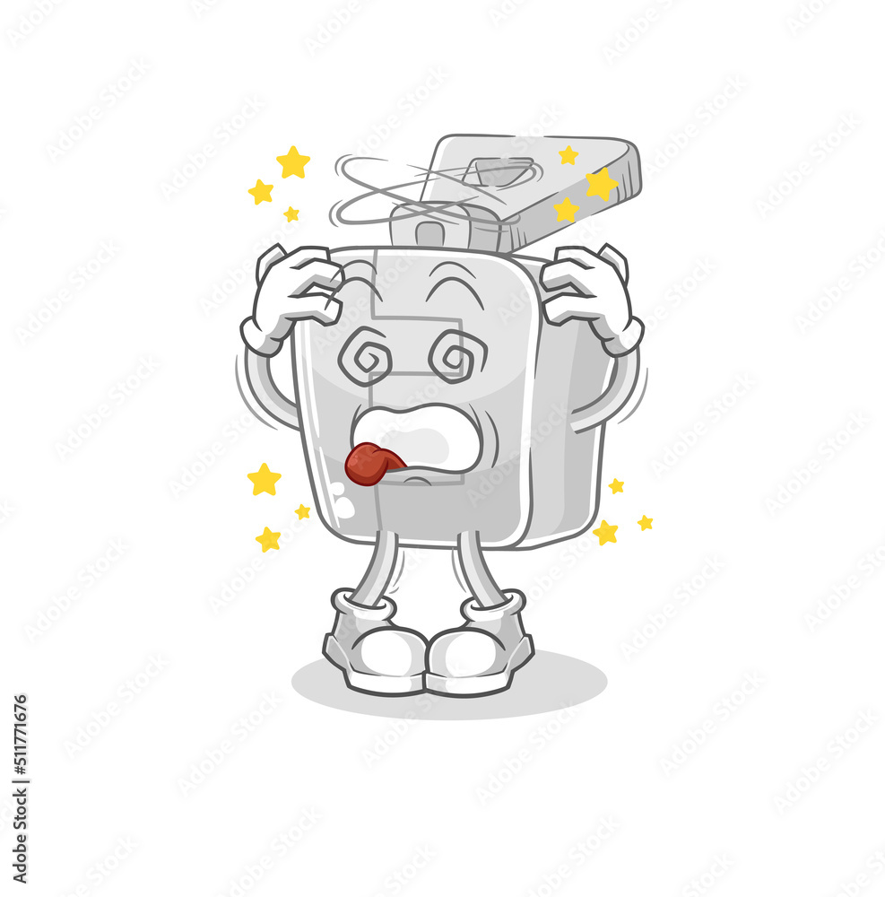 Fototapeta premium zipper dizzy head mascot. cartoon vector