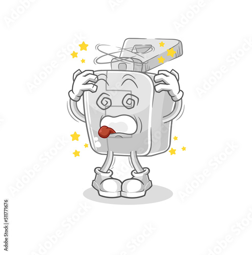 zipper dizzy head mascot. cartoon vector