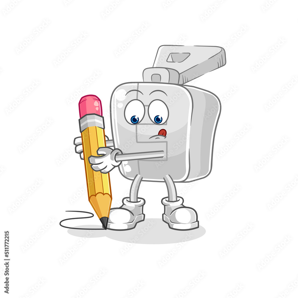 Obraz premium zipper write with pencil. cartoon mascot vector