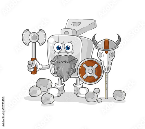 zipper viking with an ax illustration. character vector