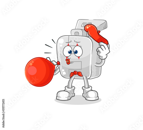 zipper pantomime blowing balloon. cartoon mascot vector