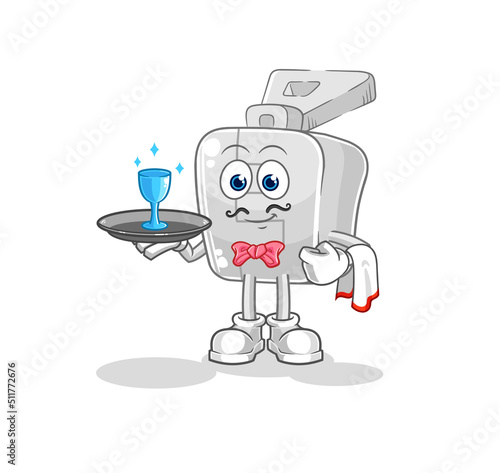 zipper waiter cartoon. cartoon mascot vector