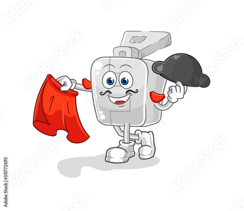 zipper matador with red cloth illustration. character vector