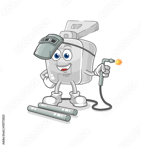 zipper welder mascot. cartoon vector