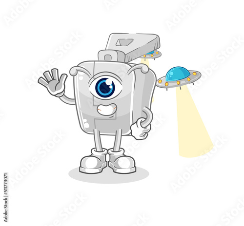 zipper alien cartoon mascot vector
