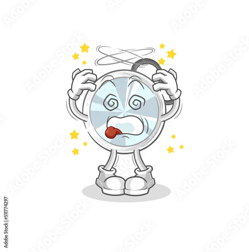 stethoscope dizzy head mascot. cartoon vector