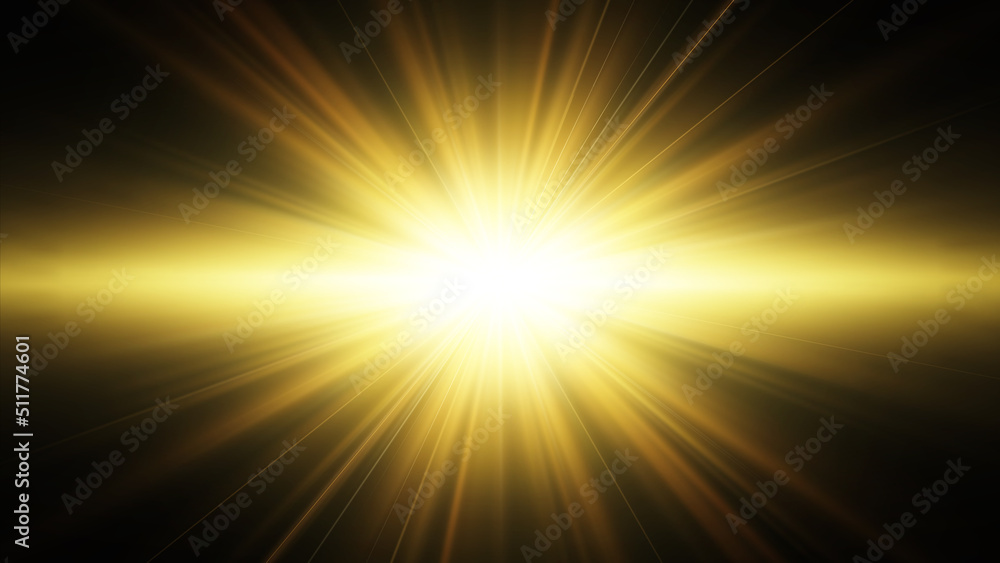 Gold star, sun burst. Golden glitter light effect. Vector illustration