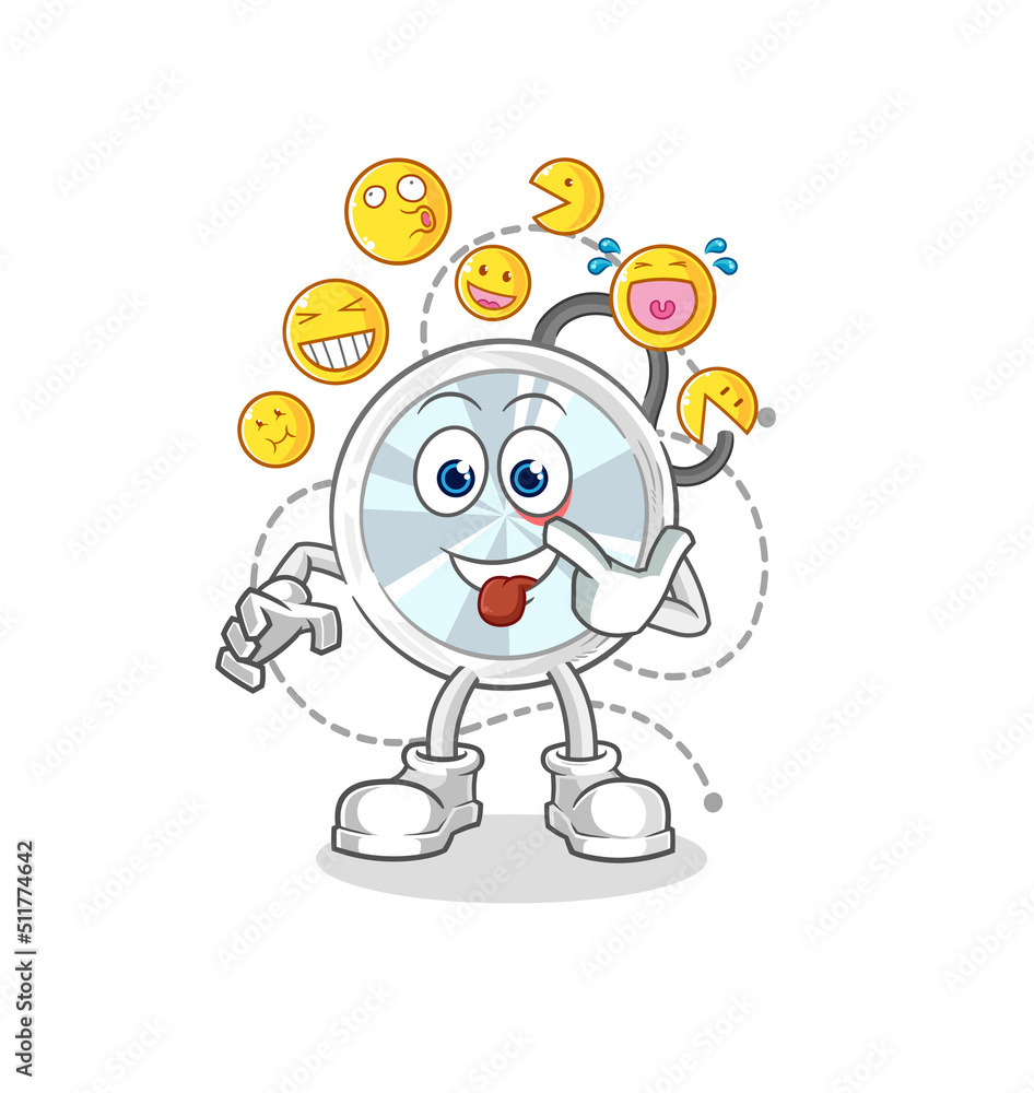 stethoscope laugh and mock character. cartoon mascot vector