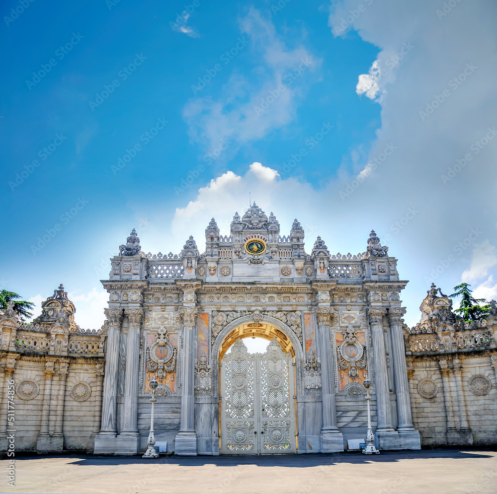 Main entrance door of dolmabahce palace in Istanbul, Turkey