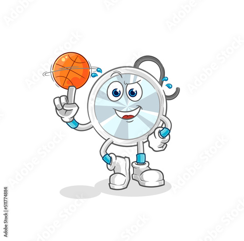 stethoscope playing basket ball mascot. cartoon vector