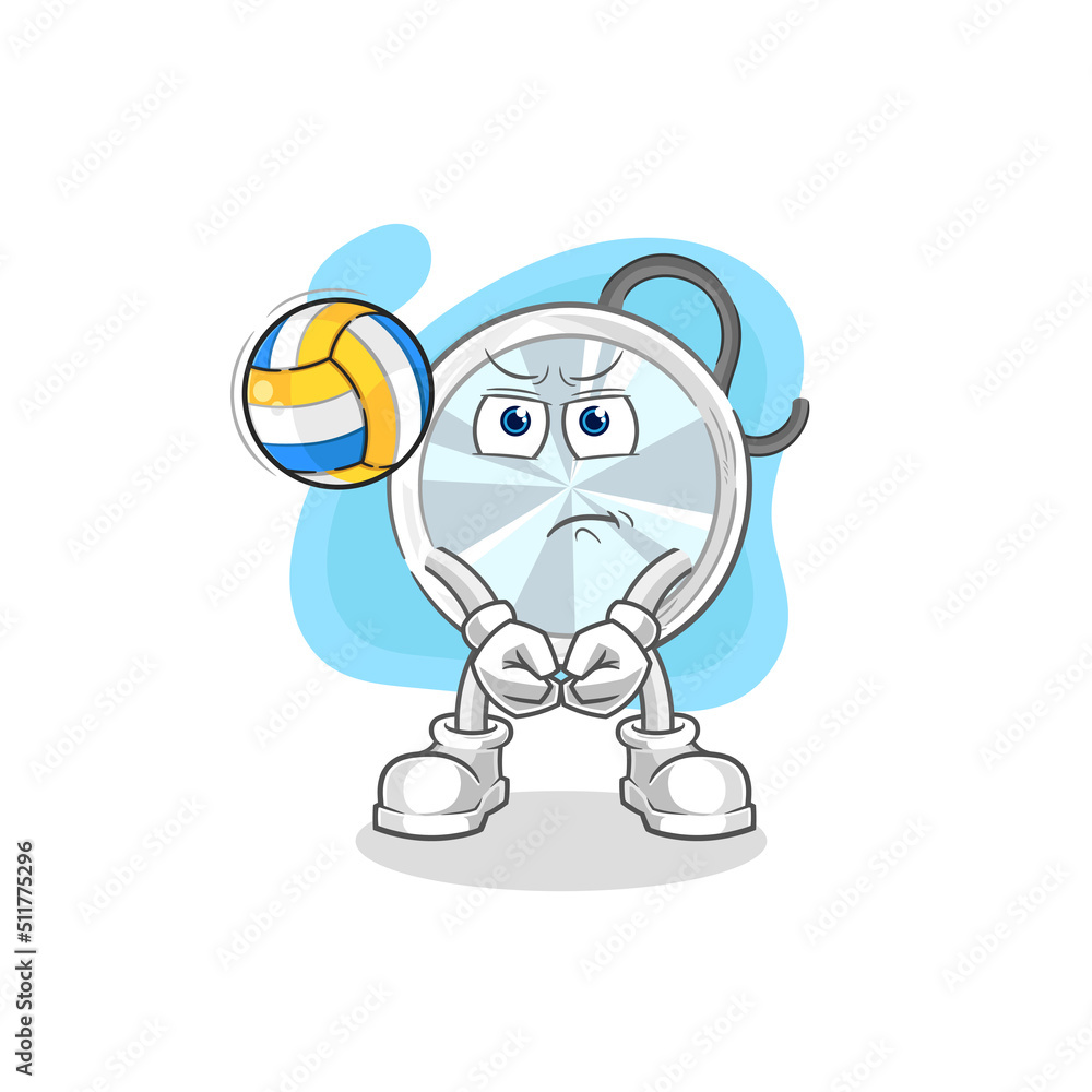Fototapeta premium stethoscope play volleyball mascot. cartoon vector