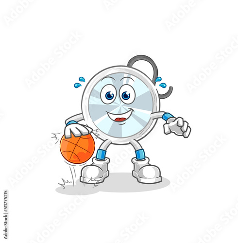 stethoscope dribble basketball character. cartoon mascot vector