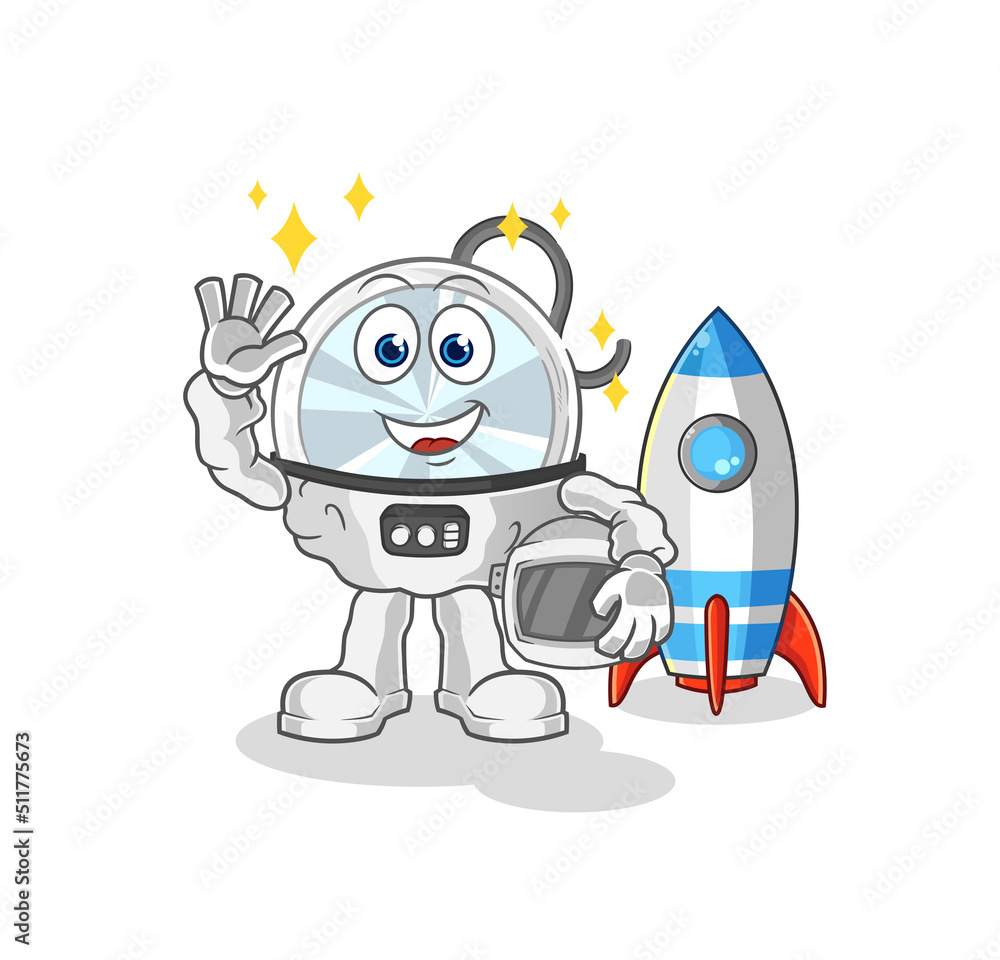stethoscope astronaut waving character. cartoon mascot vector stethoscope astronaut waving character. cartoon mascot vector