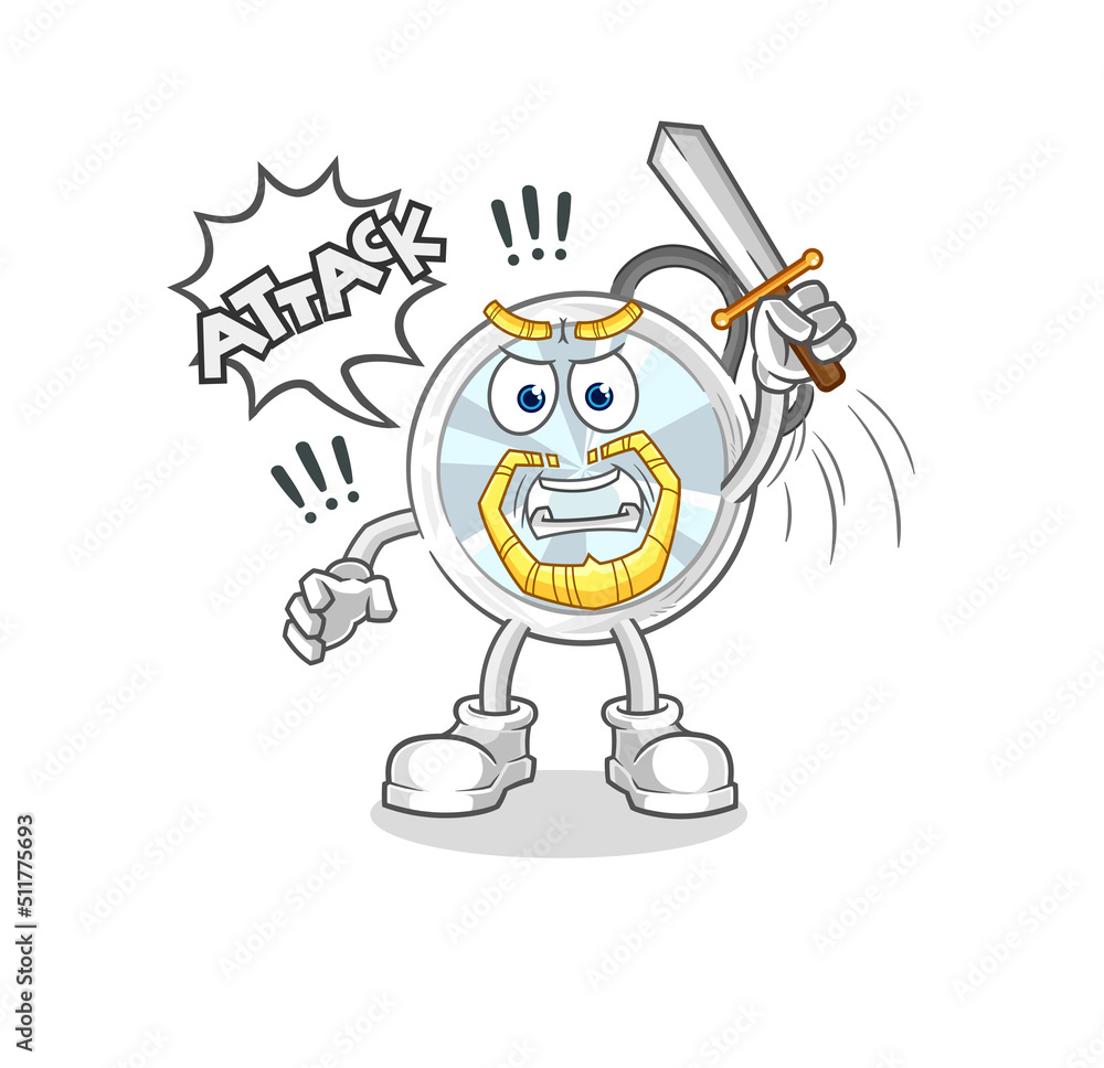 stethoscope knights attack with sword. cartoon mascot vector