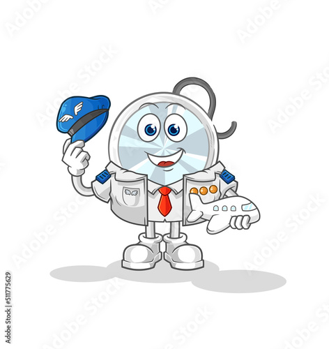 stethoscope pilot mascot. cartoon vector