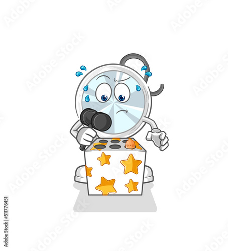 stethoscope play whack a mole mascot. cartoon vector