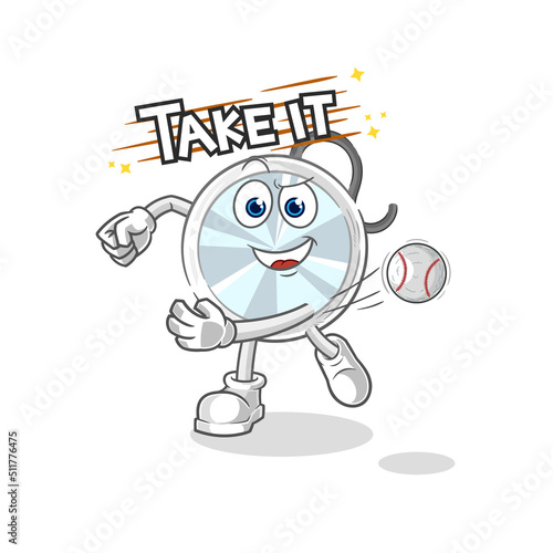 stethoscope throwing baseball vector. cartoon character