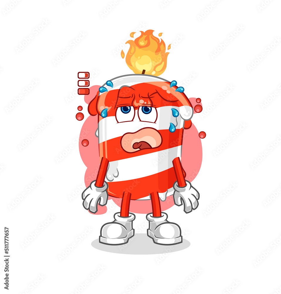 birthday candle low battery mascot. cartoon vector birthday candle low battery mascot. cartoon vector