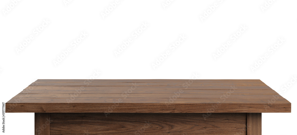 Walnut tree table on a white background. Isolated, clipping path included. 3d illustration Walnut tree table on a white background. Isolated, clipping path included. 3d illustration