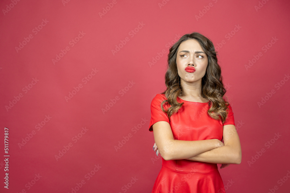 Woman on a red background