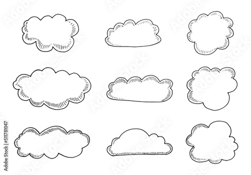 clouds vector hand drawn sketch