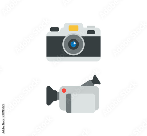 Photo and video camera vector isolated icon set